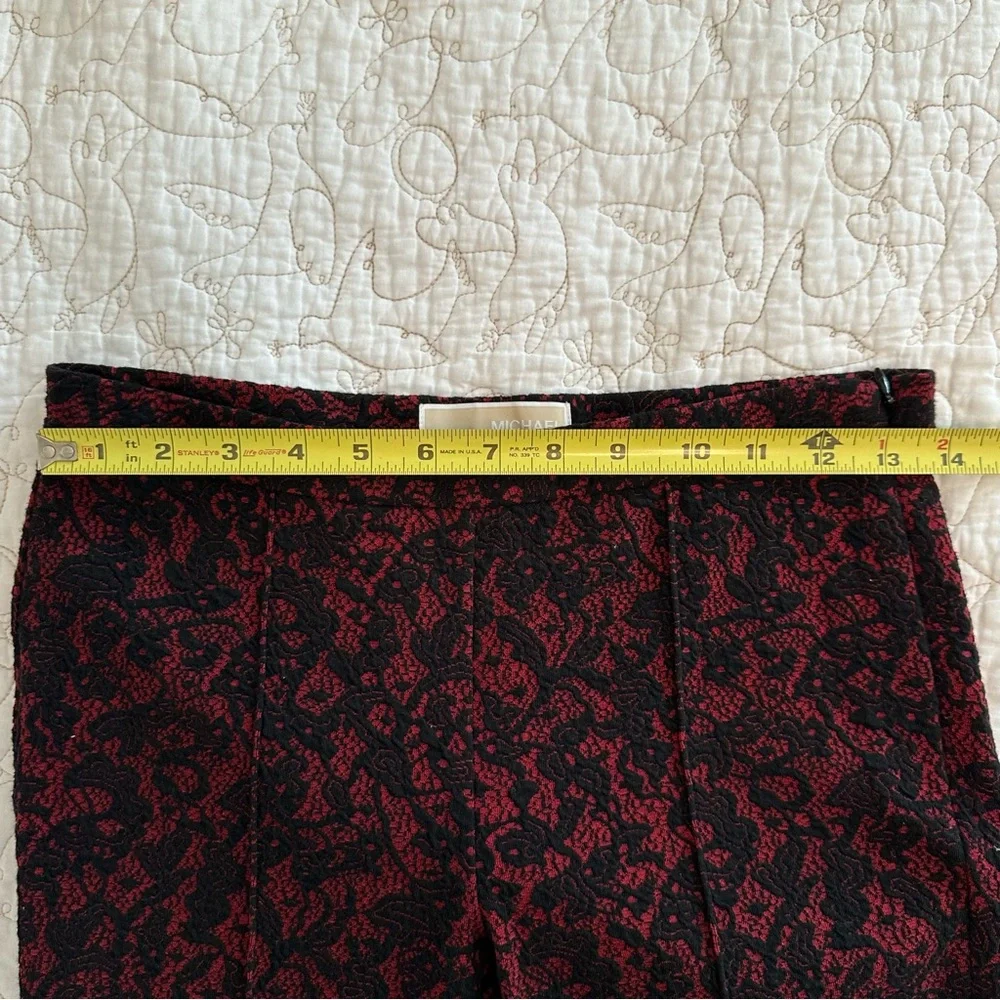 2-Piece Michael Kors Lace Jacquard Matching Set | Tunic + Trousers | Black/Red